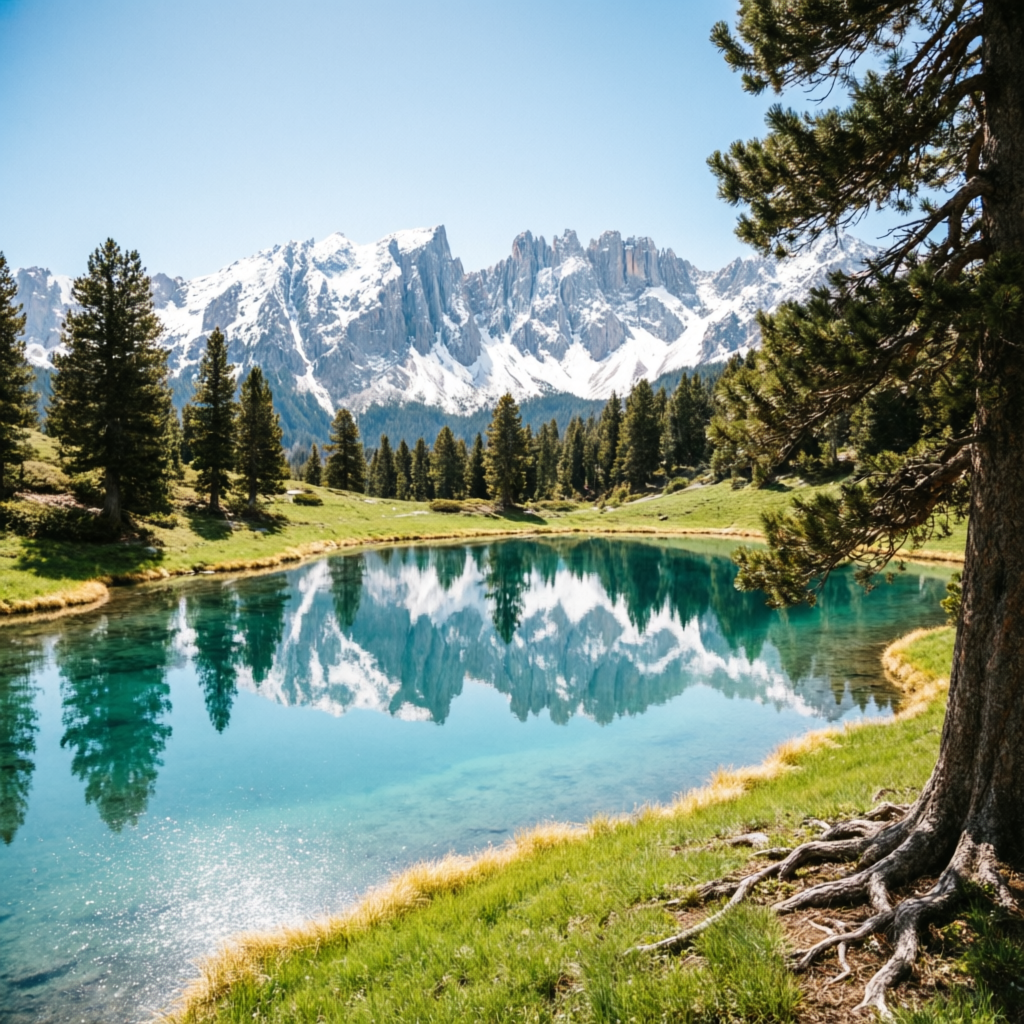 Alpensee mit Bergpanorama
