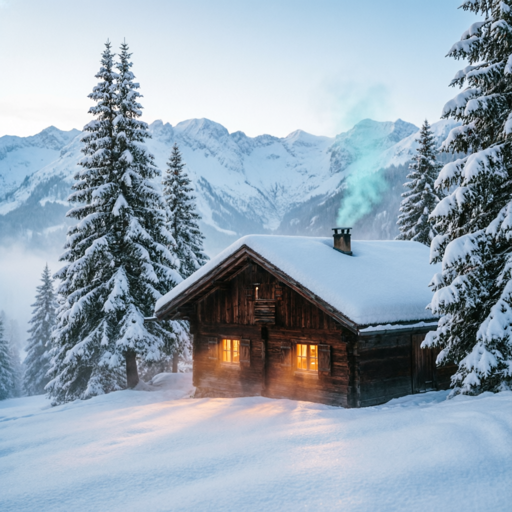 Winterlandschaft mit Chalet